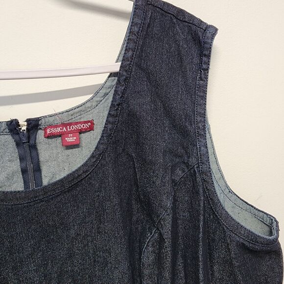 Jessica London Denim Maxi Jumper Dress Size 22 Dark Wash A-line Very Stretchy - Picture 5 of 15